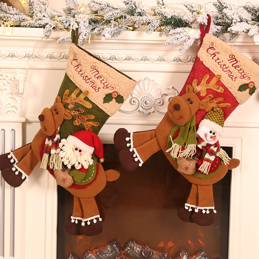 christmas candy bag christmas stockings santa socks snowman