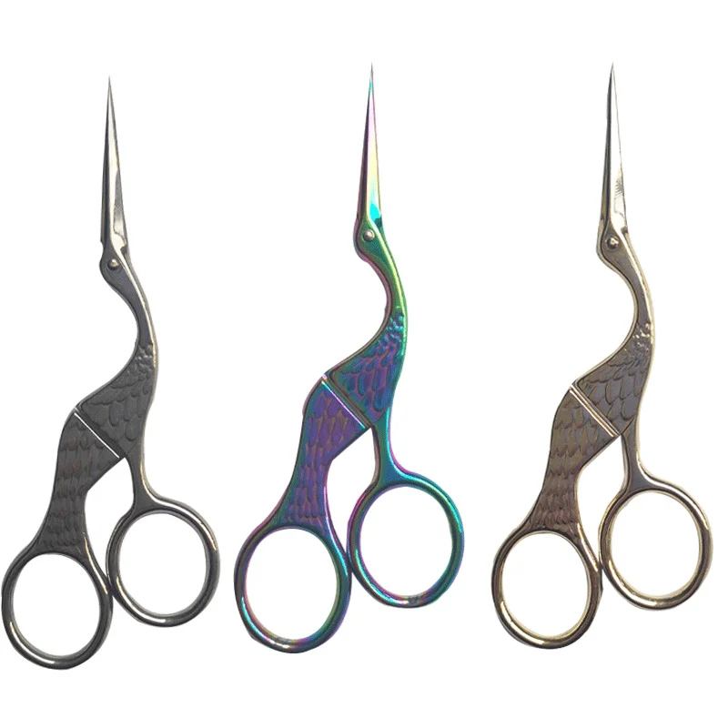 Маленькие швейные ножницы в винтажном стиле, ножницы с вышивкой для маленьких кранов и птиц 
Маленькие швейные ножницы в винтажном стиле, ножницы с вышивкой для маленьких кранов и птиц