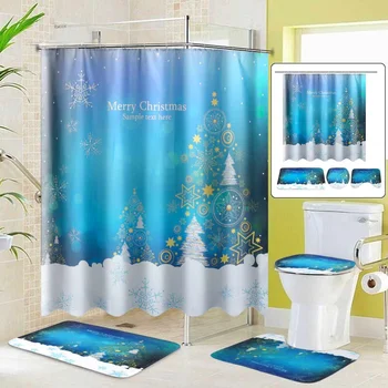 Waterproof Christmas Shower Curtain Bath Mat Toilet Lid Cover Set Non-slip Carpet Rug Hotel Home Bathroom Accessories Valance
Waterproof Christmas Shower Curtain Bath Mat Toilet Lid Cover Set Non-slip Carpet Rug Hotel Home Bathroom Accessories Valance