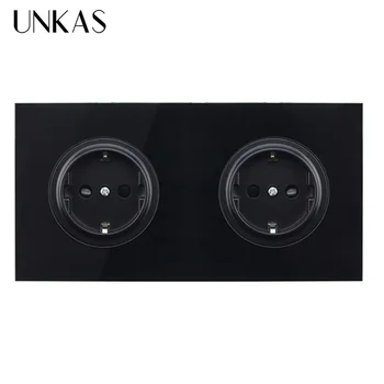 UNKAS Crystal Tempered Pure Glass Black Panel 16A Double EU Standard Wall Power Socket Outlet Grounded Child Protective Door
UNKAS Crystal Tempered Pure Glass Black Panel 16A Double EU Standard Wall Power Socket Outlet Grounded Child Protective Door