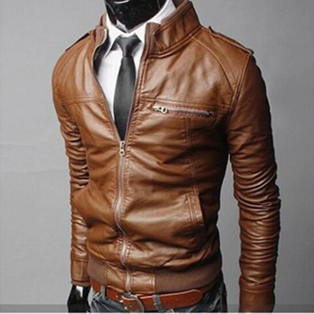 Men Leather Jackets Autumn Spring Motorcycle Casual PU Jackets Male Long Sleeve Stand Collar Slim Leisure Men PU Outwear Work
Men Leather Jackets Autumn Spring Motorcycle Casual PU Jackets Male Long Sleeve Stand Collar Slim Leisure Men PU Outwear Work