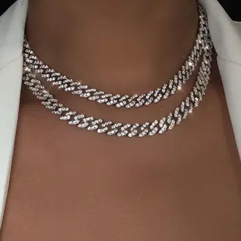 Miami Cuban Link Chain Choker Necklace Bling Rhinestone Jewlery for Women Bling Gold Silver Color Iced Out Crystal Necklace
Miami Cuban Link Chain Choker Necklace Bling Rhinestone Jewlery for Women Bling Gold Silver Color Iced Out Crystal Necklace