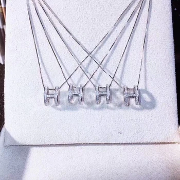 Fashion Zircon Pure 925 Sterling Silver H Letter Collar Necklace Women Wedding Heart Charm Chain 
Fashion Zircon Pure 925 Sterling Silver H Letter Collar Necklace Women Wedding Heart Charm Chain