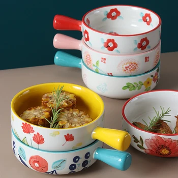 Japanese hand painted creative ceramic handle bowl fruit salad microwave oven household dessert snack breakfast soup tableware
Japanese hand painted creative ceramic handle bowl fruit salad microwave oven household dessert snack breakfast soup tableware