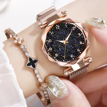 Luxury Luminous Women Watch Mesh Magnet Buckle Starry Sky Watches Casual Women Geometric Surface Quartz Watches Relogio Feminino
Luxury Luminous Women Watch Mesh Magnet Buckle Starry Sky Watches Casual Women Geometric Surface Quartz Watches Relogio Feminino