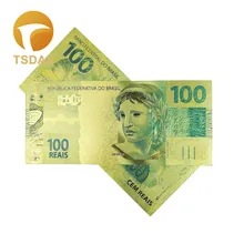 ブラジル紙幣 100 リアルゴールド紙幣 24 18k ゴールドメッキコレクション通貨工芸品(China)