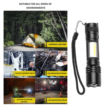 XPH50 + COB LED Flashlight Work Light 1200LM 1800mAh USB Rechargeable Battery 4 Modes Telescopic Zoom Camping Torch
XPH50 + COB LED Flashlight Work Light 1200LM 1800mAh USB Rechargeable Battery 4 Modes Telescopic Zoom Camping Torch