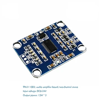 TPA3110D2 Digital Audio Amplifier Board Dual Channel Stereo 2 x15W High Power Audio Amplifier Module DC 8-24V, 40.2x30MM
TPA3110D2 Digital Audio Amplifier Board Dual Channel Stereo 2 x15W High Power Audio Amplifier Module DC 8-24V, 40.2x30MM
