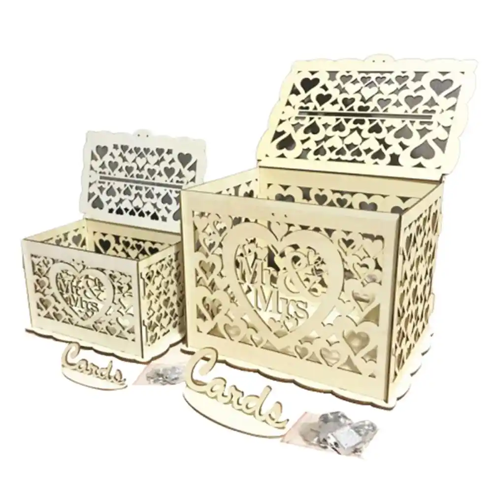 diy wooden hollowed letter storage box gift wedding cards small