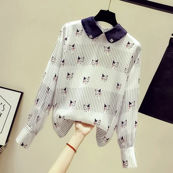 Female Chiffon Blouses 2019 New Spring Autumn Cartoon Peter Pan Collar Pullovers Top Elegant Women Basic Shirts
Female Chiffon Blouses 2019 New Spring Autumn Cartoon Peter Pan Collar Pullovers Top Elegant Women Basic Shirts