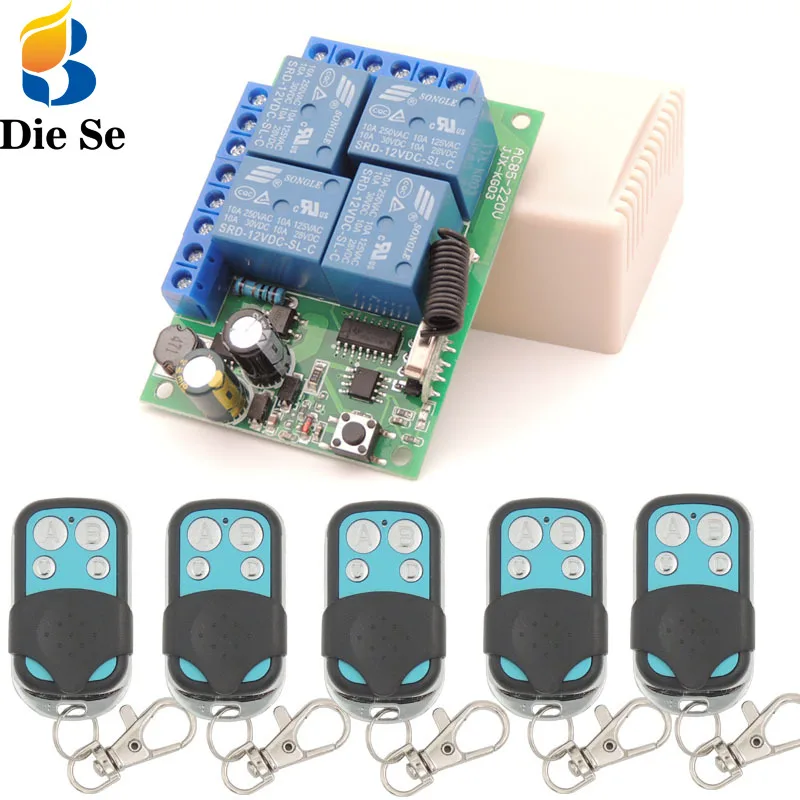 Wireless Remote Control Switch RF Relay 433Mhz AC85V~250V 4 Gang Relay Receiver and Transmitter for Garage and Light Switch
Wireless Remote Control Switch RF Relay 433Mhz AC85V~250V 4 Gang Relay Receiver and Transmitter for Garage and Light Switch