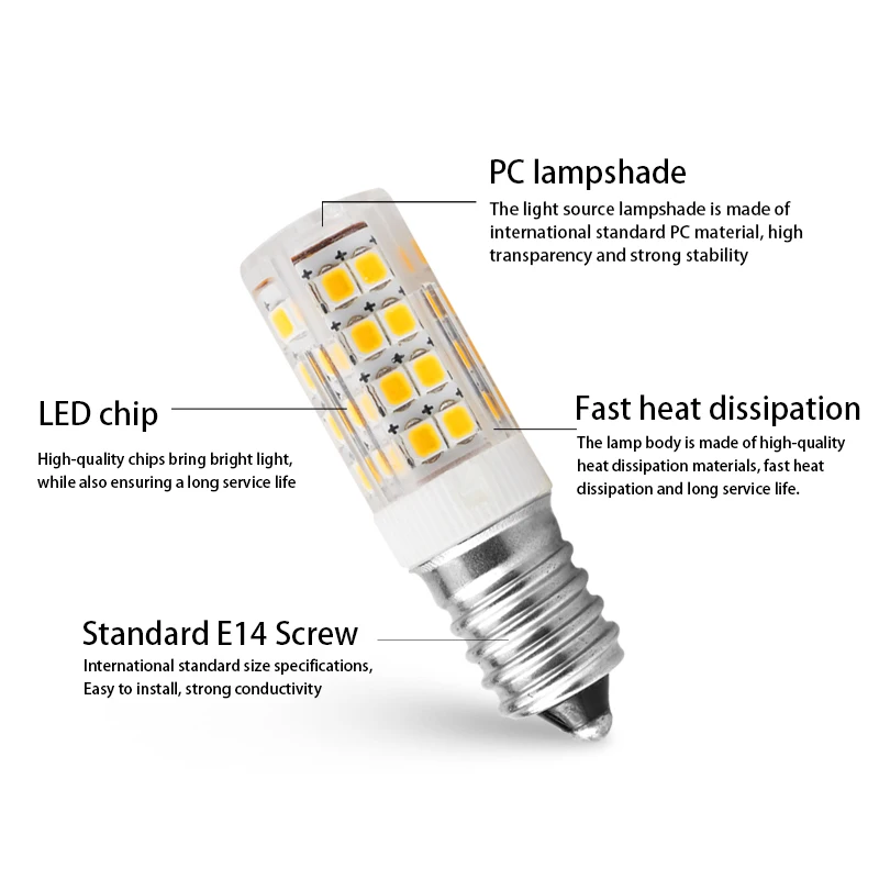 Светодиодная лампа E14 3 Вт 4 5 7 220 В 230 240 в светодиодная кукуруза 33 51 75 SMD2835 360