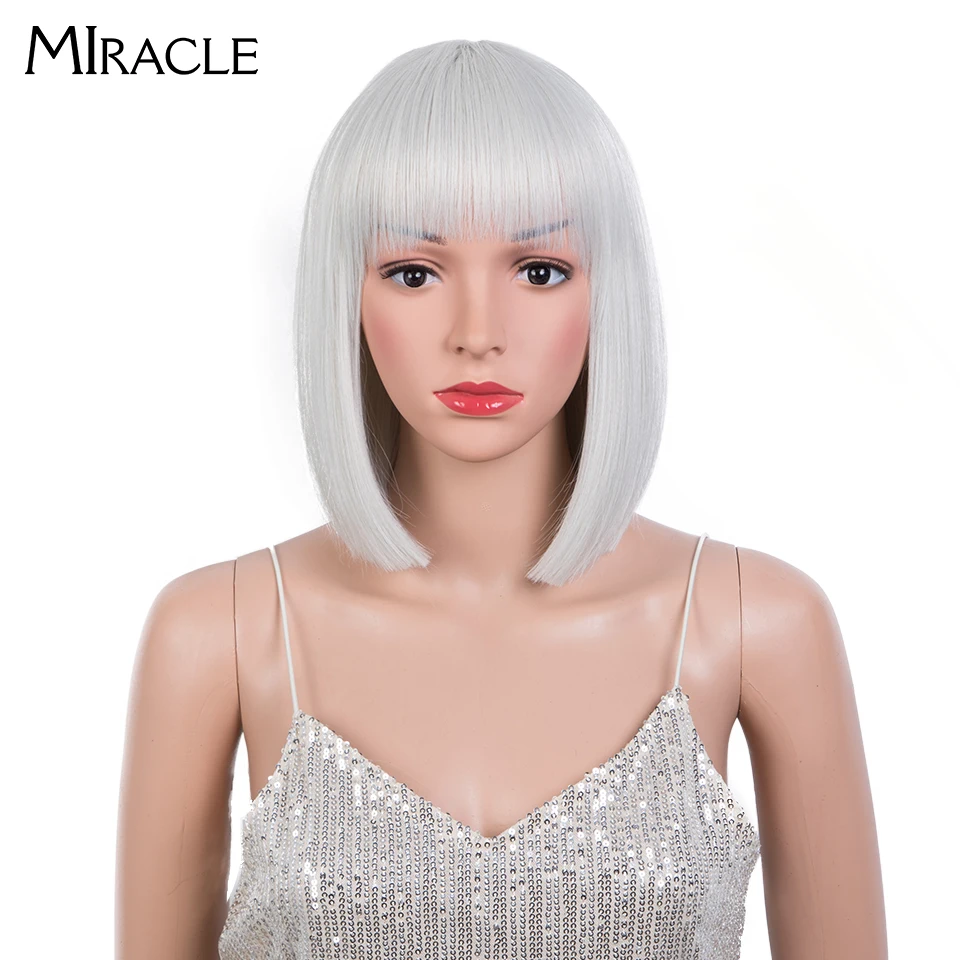 Miracle Synthetic Straight White Blonde Short Bob Wigs With Bangs For Women 12Inch Ombre 613 Short Bob Wig Pink Cosplay wigs
Miracle Synthetic Straight White Blonde Short Bob Wigs With Bangs For Women 12Inch Ombre 613 Short Bob Wig Pink Cosplay wigs