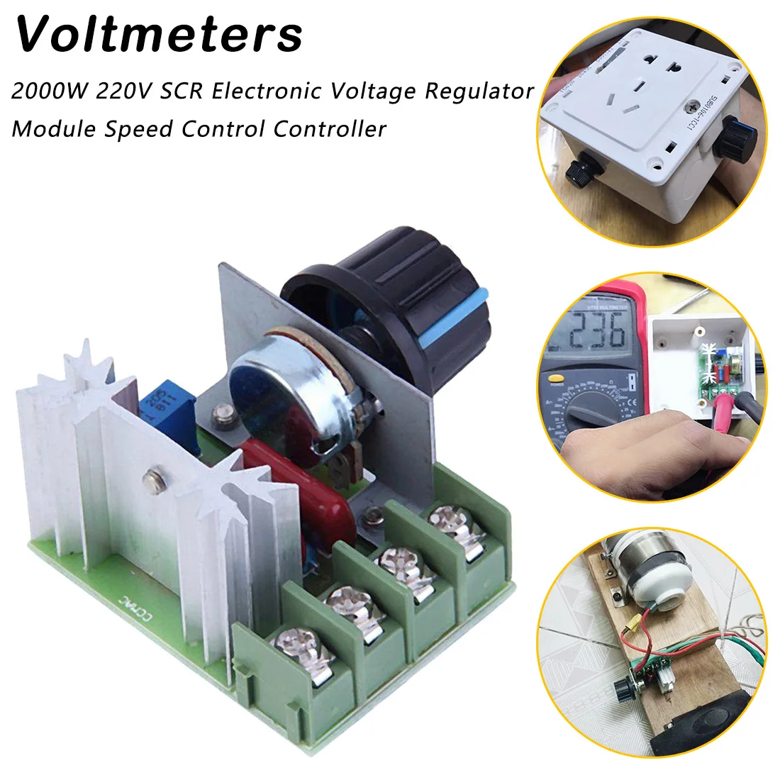 AC 220V 2000W SCR Voltage Regulator Dimming Dimmers Motor Speed Controller Thermostat Electronic Voltage Regulator Module
AC 220V 2000W SCR Voltage Regulator Dimming Dimmers Motor Speed Controller Thermostat Electronic Voltage Regulator Module