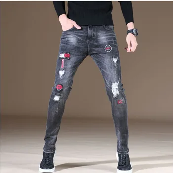 Fashion trend hole gray embroidery badge jeans men's slim stretch feet pants men's summer trousers men demin jeans-ker
Fashion trend hole gray embroidery badge jeans men's slim stretch feet pants men's summer trousers men demin jeans-ker