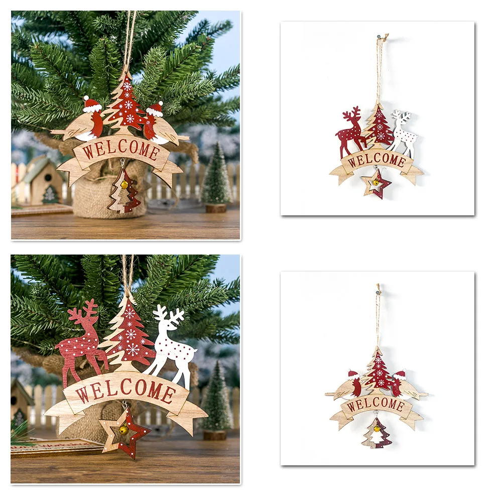 elk/bird christmas tree welcome board bell hanging pendant craft