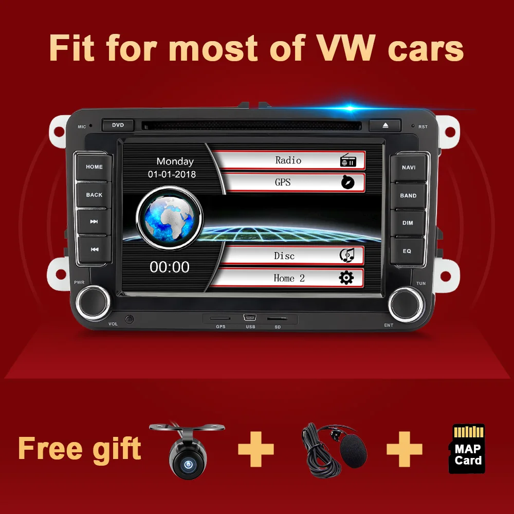 2 Din 7 inch Car DVD GPS Radio Player For Volkswagen VW golf 5 6 touran passat B6 B7 sharan JATTA Skoda Seat Amarok Autoradio | Автомобили
