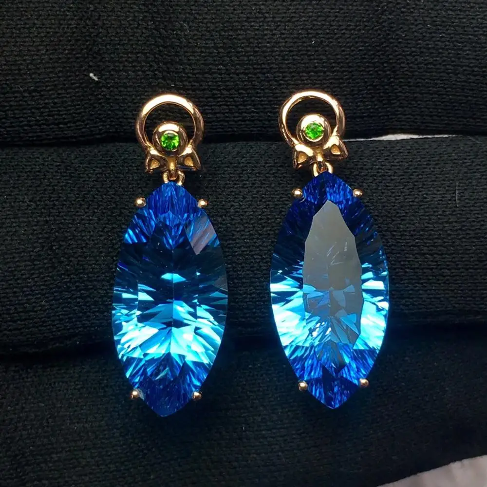 Fine Jewelry Real Pure 18 K Rose Gold AU750 100% Natural Blue Topaz Gemstone 17.5ct Origin Drop Earrings for Women
Fine Jewelry Real Pure 18 K Rose Gold AU750 100% Natural Blue Topaz Gemstone 17.5ct Origin Drop Earrings for Women