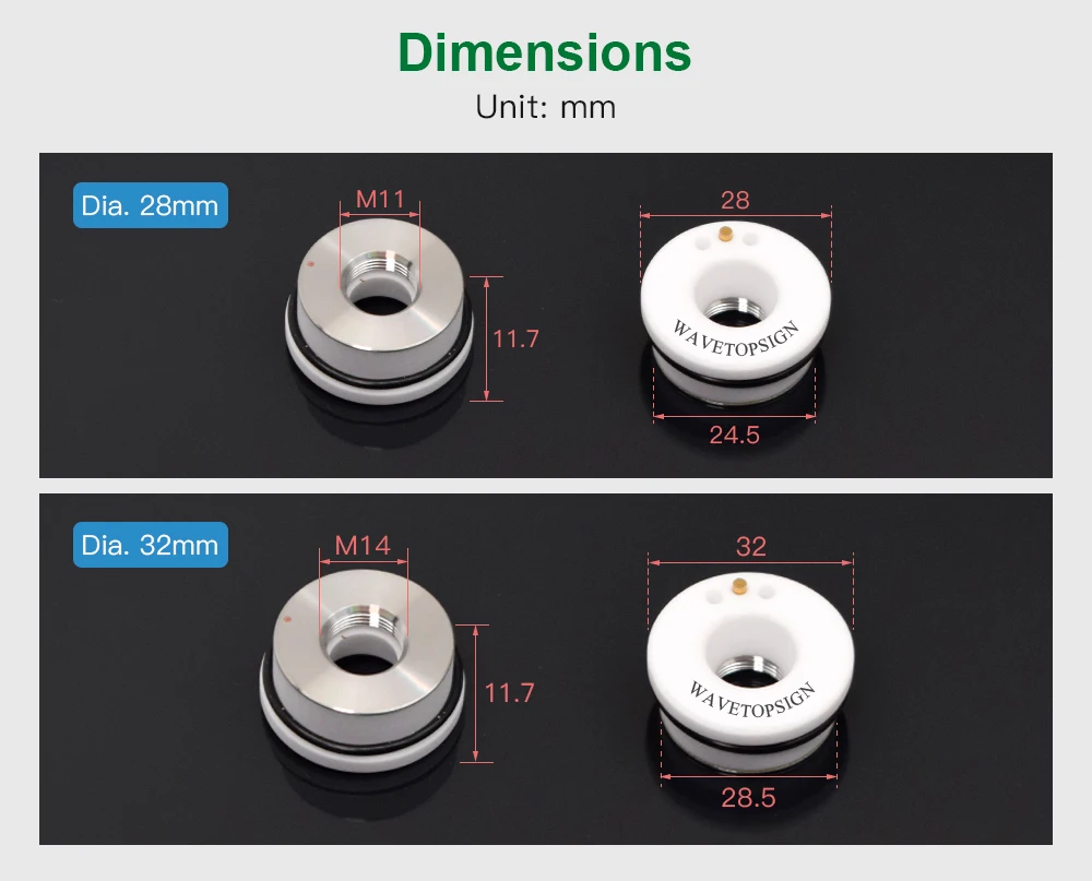 Laser Ceramic Part 28 32mm OEM Precitec Lasermech Raytools Empower KT B2 CON YAG Fiber Laser Cutting Machine Head Nozzle Holder