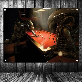 Alien VS Predator Play Billiards Vintage Movie Posters High Quality Print Art Canvas Banner Four-hole Flag Background Wall Decor
Alien VS Predator Play Billiards Vintage Movie Posters High Quality Print Art Canvas Banner Four-hole Flag Background Wall Decor