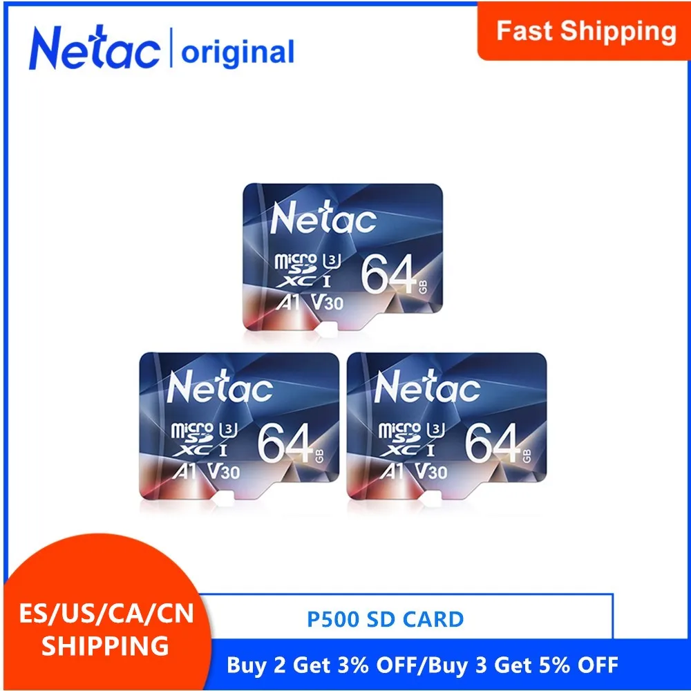 Netac P500 Micro SD Card 32GB 64GB SD/TF Flash Card Memory Card U3 V30 Class 10 TF Card MicroSD for Phone Camera free shipping
Netac P500 Micro SD Card 32GB 64GB SD/TF Flash Card Memory Card U3 V30 Class 10 TF Card MicroSD for Phone Camera free shipping