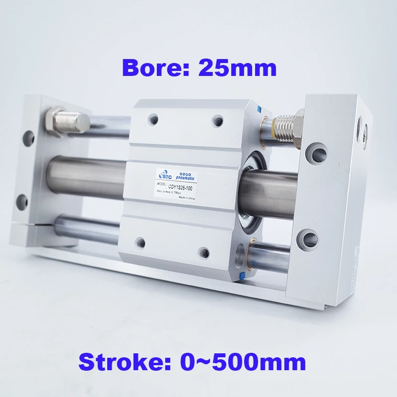 

Magnetically Coupled Rodless Cylinder Slider Style 25mm bore 100/200/300/400/500mm stroke CY1S/CDY1S pneumatic cylinder supplier