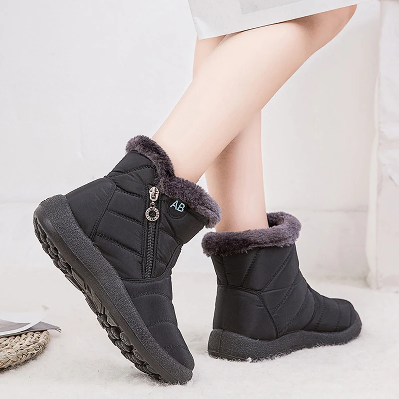 Rimocy grosso quente de pelúcia à prova dwaterproof água mulher botas de neve mulher plus size 43 não deslizamento plataforma tornozelo botas inverno algodão acolchoado sapatos