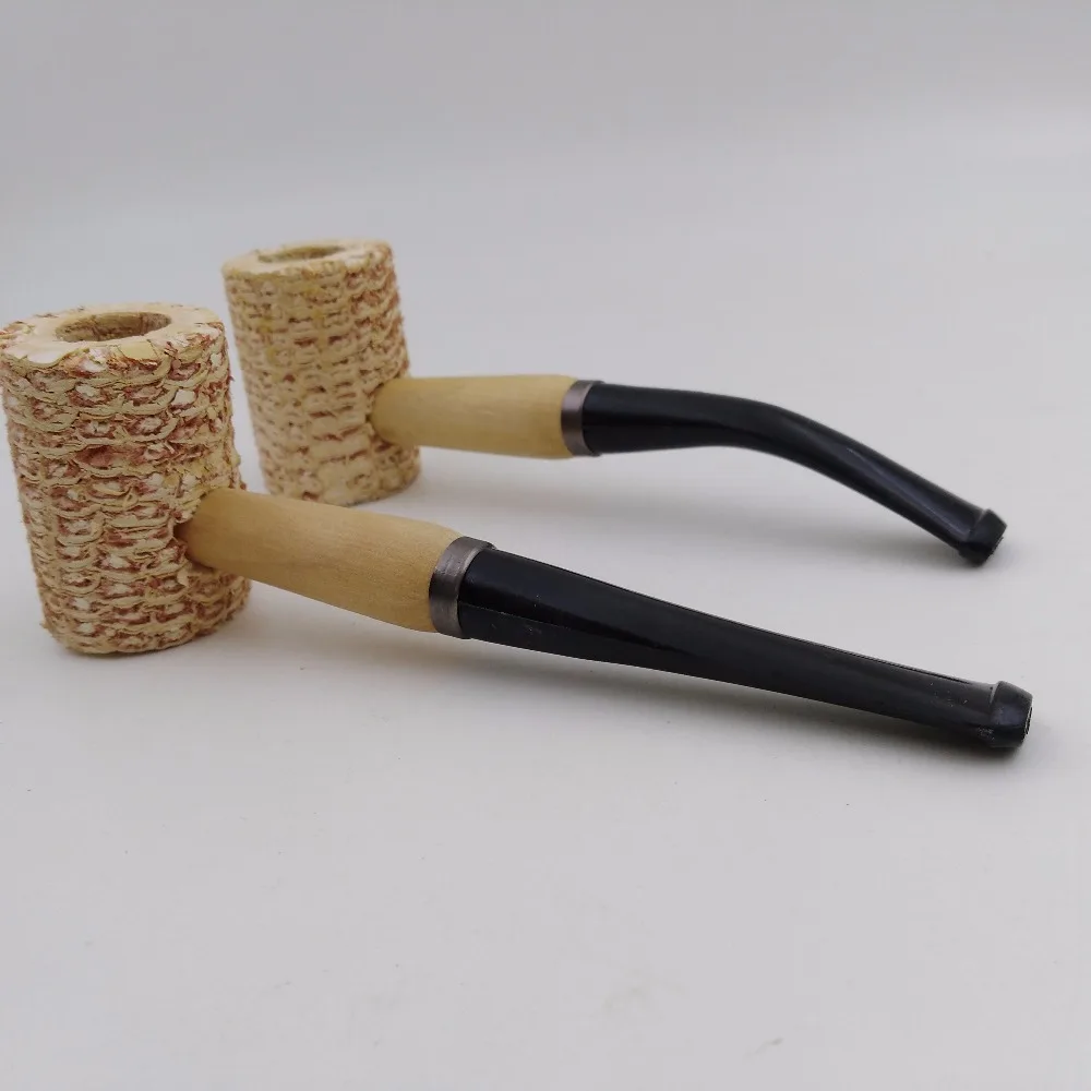 

New 1pcs Original corn cob tobacco pipe smoke cigarette Holder filter Smoking Pipe Straight & Bent Style Men's Gadget L Size