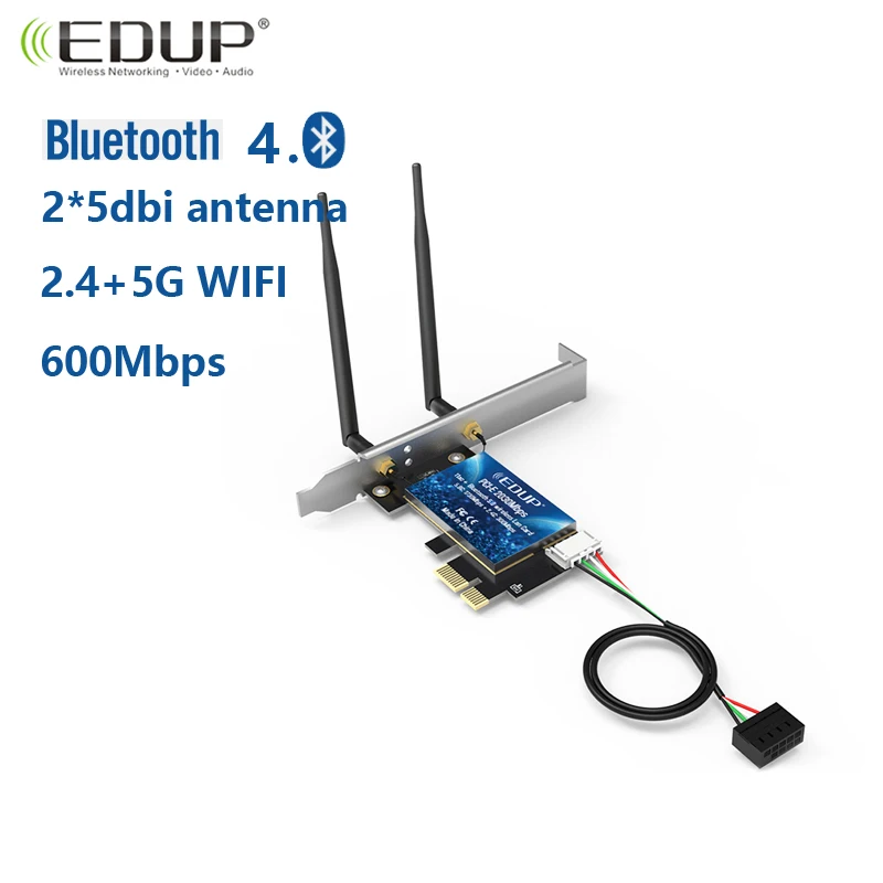 Network card EDUP PCI-E EP-9619 600M wireless network card integrated Bluetooth 4.0 PCI-E port 2*5dBi dual antenna Network card
Network card EDUP PCI-E EP-9619 600M wireless network card integrated Bluetooth 4.0 PCI-E port 2*5dBi dual antenna Network card