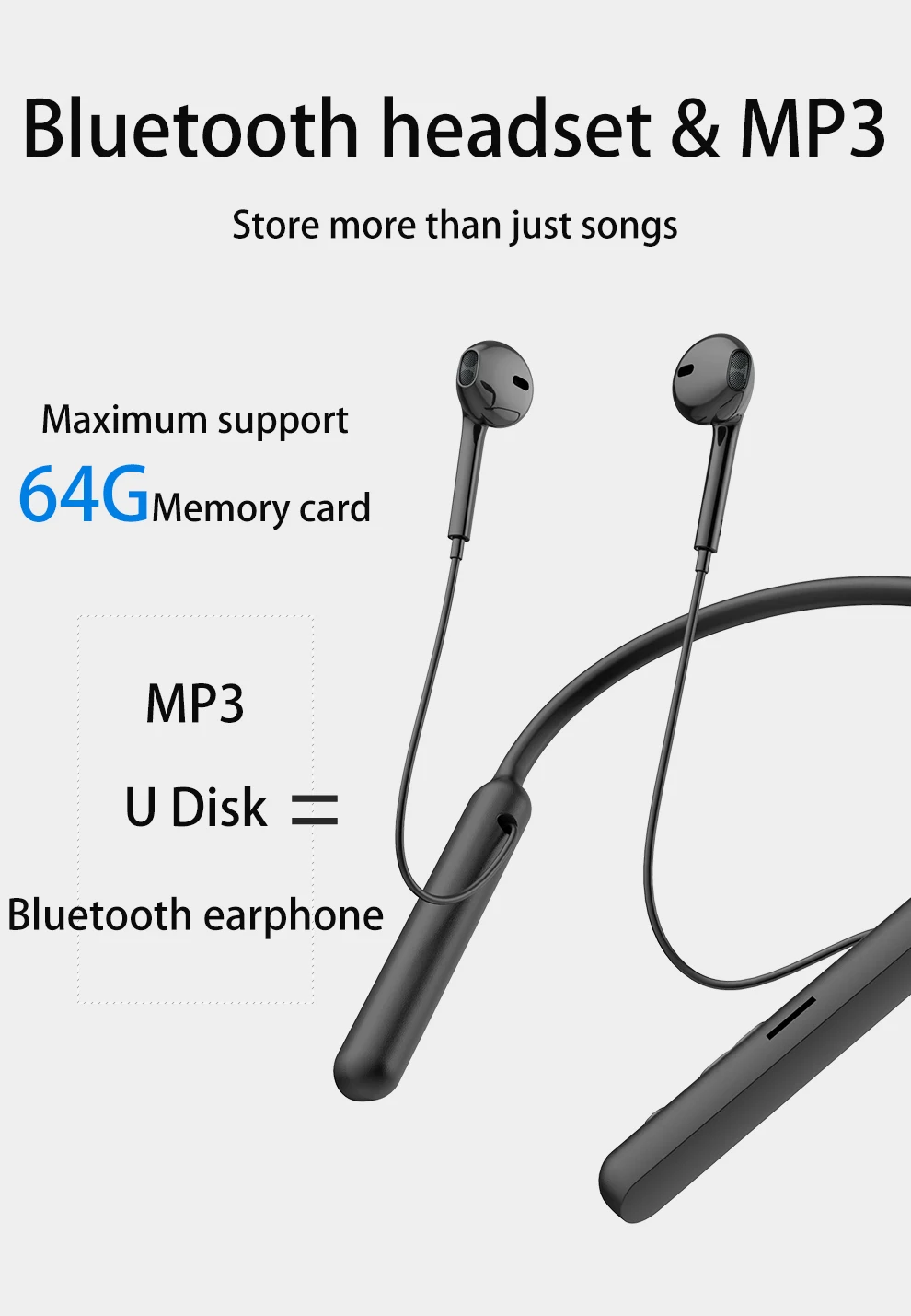 DDJ 5.0 Wireless Bluetooth Headphones HIFI Subwoofer Handsfree Call Multi-Function Button Hanging Neck Game Earphones with Card DDJ 5.0 Wireless Bluetooth Headphones HIFI Subwoofer Handsfree Call Multi-Function Button Hanging Neck Game Earphones with Card