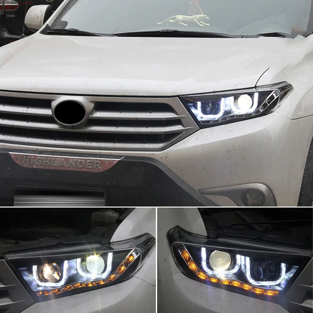Автостайлинг для Toyota Highlander 2012-2014 фары светодиодный ДХО линзы двойной луч HID