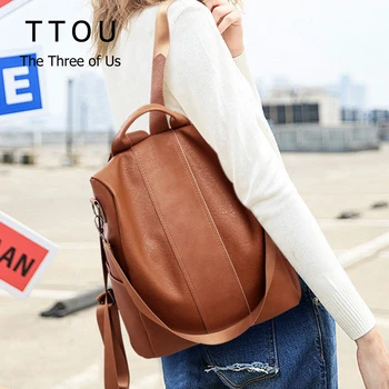 TTOU Female anti-theft backpack classic PU leather solid color backpack fashion shoulder bag Casual Bagpack for Teenages Girls
TTOU Female anti-theft backpack classic PU leather solid color backpack fashion shoulder bag Casual Bagpack for Teenages Girls