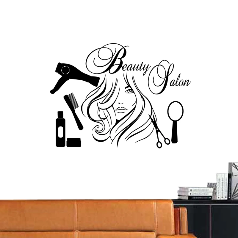 Hair Salon Sticker Beauty Salon Sex Girl Decal Haircut Posters Vinyl Wall Art Decals Decor Windows Decoration Mural M0007