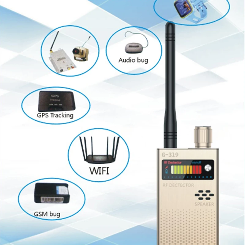 CC319 Wireless Scanner Signal GSM Device Finder RF Detector Micro Wave Detection Security Sensor Alarm Anti-Spy Bug Detection
CC319 Wireless Scanner Signal GSM Device Finder RF Detector Micro Wave Detection Security Sensor Alarm Anti-Spy Bug Detection