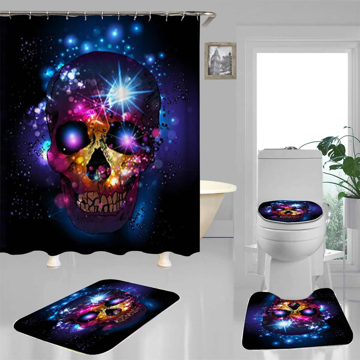 Scary Rusty Rotten Skull Halloween Shower Curtain Non-Slip Bath Mat Set Waterproof Polyester Bathroom Mat Rug Lid Toilet Cover
Scary Rusty Rotten Skull Halloween Shower Curtain Non-Slip Bath Mat Set Waterproof Polyester Bathroom Mat Rug Lid Toilet Cover