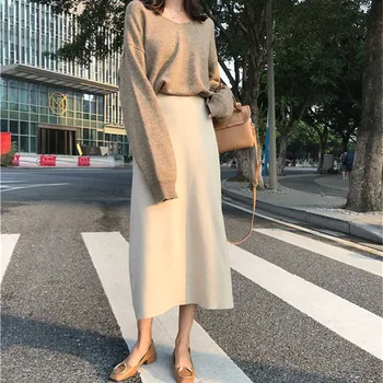 New Elegant Solid Women Midi Skirts Loose Wild High Waist Hip Knit Skirt Bottom Leisure Ladies Skirt Office Lady Work Wear
New Elegant Solid Women Midi Skirts Loose Wild High Waist Hip Knit Skirt Bottom Leisure Ladies Skirt Office Lady Work Wear