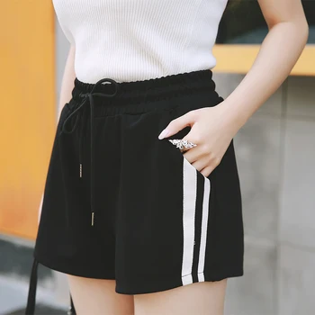 Side Striped Drawstring Shorts 2020 Summer Elastic Waist Short Pants Women Casual Loose Black High Waist Mini Short Femme 
Side Striped Drawstring Shorts 2020 Summer Elastic Waist Short Pants Women Casual Loose Black High Waist Mini Short Femme