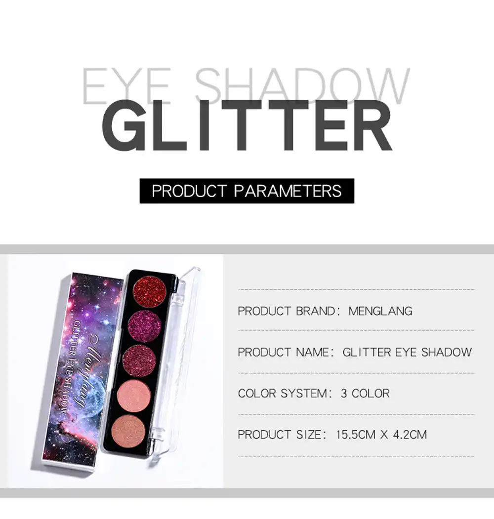 5 colors shiny eye shadow shimmer powder palette cosmetic makeup