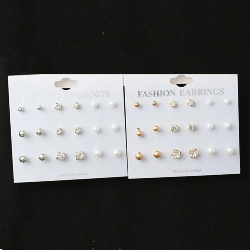 9 Pairs/Set Silver Gold Stud Earring Set Minimalist Jewelry Korean Style Mini Rhinestone imitation Pearl Earrings For Women Gift
9 Pairs/Set Silver Gold Stud Earring Set Minimalist Jewelry Korean Style Mini Rhinestone imitation Pearl Earrings For Women Gift