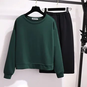 Women Fall Winter Plus Size Casual Two Piece Set Pullover Top And Split Midi Skirt Set Solid Female Long Sleeve Suit
Women Fall Winter Plus Size Casual Two Piece Set Pullover Top And Split Midi Skirt Set Solid Female Long Sleeve Suit