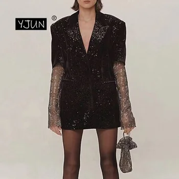 Diamonds Mesh Sequins Long Sleeve Patchwork Black Blazer Coat Women 2019 Autumn Elegant Ladies Fashion Clothing Streetwear
Diamonds Mesh Sequins Long Sleeve Patchwork Black Blazer Coat Women 2019 Autumn Elegant Ladies Fashion Clothing Streetwear