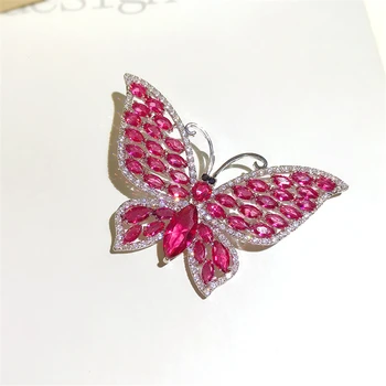 

Beautiful Butterfly Brooch for Women Luxury Red Crystal Rhinestone Wedding Brooches Dress Sash Broaches broches Christmas Gift