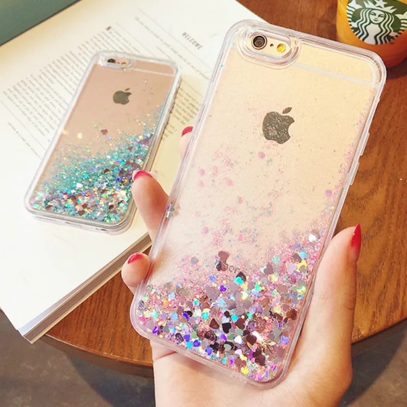 Роскошные Чехлы с жидкими блестками звездочками и песком для iPhone 6 6s 5 мобильный