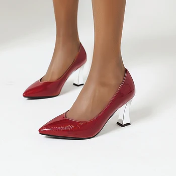 Nightclub party style sexy pointed toe pumps fashion paint black red beige grey high heels chunky heels women's shoes big size 
Nightclub party style sexy pointed toe pumps fashion paint black red beige grey high heels chunky heels women's shoes big size