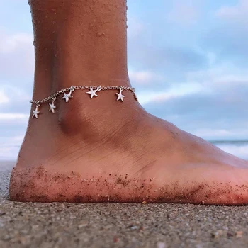 2020 Silver Color Anklet Women fashion five-pointed star women's beach anklet new Foot Jewelry 
2020 Silver Color Anklet Women fashion five-pointed star women's beach anklet new Foot Jewelry