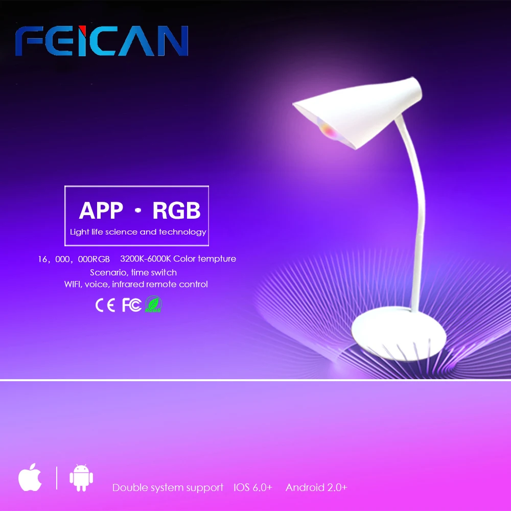 RGBW Wifi Smart LED Desk Lamp Dimmer Music Color Changing Timer Function by Android/IOS Smart Lamp APP Wifi LED Table Lamp
RGBW Wifi Smart LED Desk Lamp Dimmer Music Color Changing Timer Function by Android/IOS Smart Lamp APP Wifi LED Table Lamp