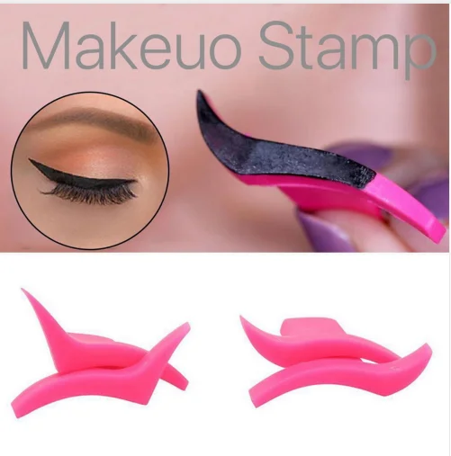 

2 Pcs/set Eyeliner Stamp Tool 2 Wing Stamp Cat Eye Wing Eye liner Stamp Easy to Makeup Eye liner mold Vamp