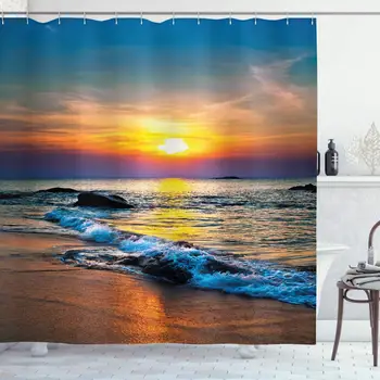 Tropical Decor Collection, Colorful Last Sunlights of the Day over the Sea Waves Reflections Tropics Image, Polyester Fabric
Tropical Decor Collection, Colorful Last Sunlights of the Day over the Sea Waves Reflections Tropics Image, Polyester Fabric