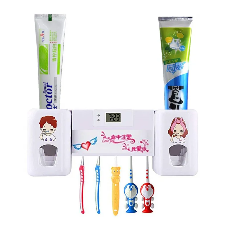 Automatic Toothpaste Dispenser With Toothbrush Holders Kids Adults Hands Free Double Toothpaste Squeezer With Electronic Watch
Automatic Toothpaste Dispenser With Toothbrush Holders Kids Adults Hands Free Double Toothpaste Squeezer With Electronic Watch