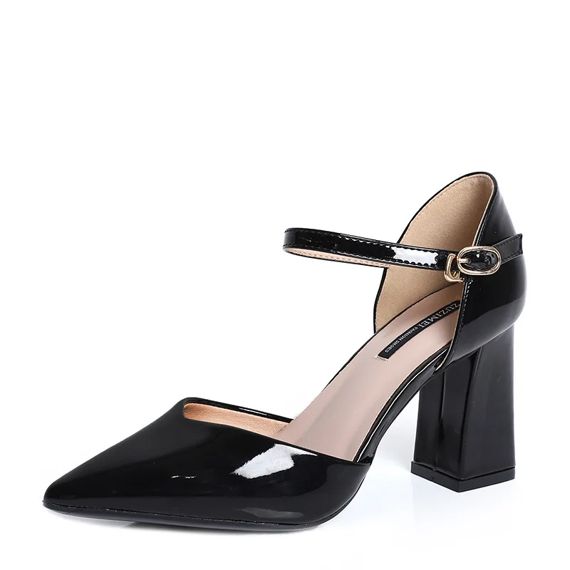 Q11-5 High Heel Shoes Women's Pointed Toe Chunky Heel A- line Buckle 2019 Spring New Style Low-Cut Black And White with Pattern
Q11-5 High Heel Shoes Women's Pointed Toe Chunky Heel A- line Buckle 2019 Spring New Style Low-Cut Black And White with Pattern